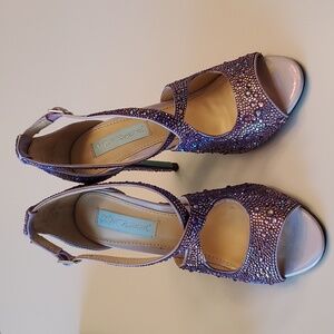 Betsy Johnson bejeweled purple heels